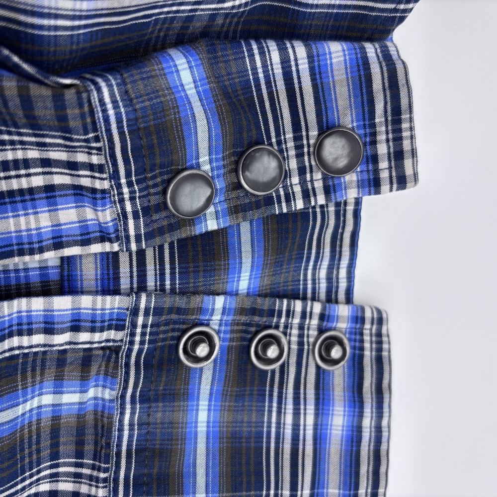 EXPRESS Long Sleeve Shirt‎ Men's Pearl Button Down Blue Size Medium 15-15 1/2 - Picture 10 of 10